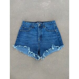 Wild Fable Denim Shorts Womens‎ Blue Frayed Hem High Rise Casual